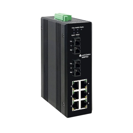 Avcomm 8-Port Industrial Unmanaged Ethernet Switch 408FX2-SC-AC